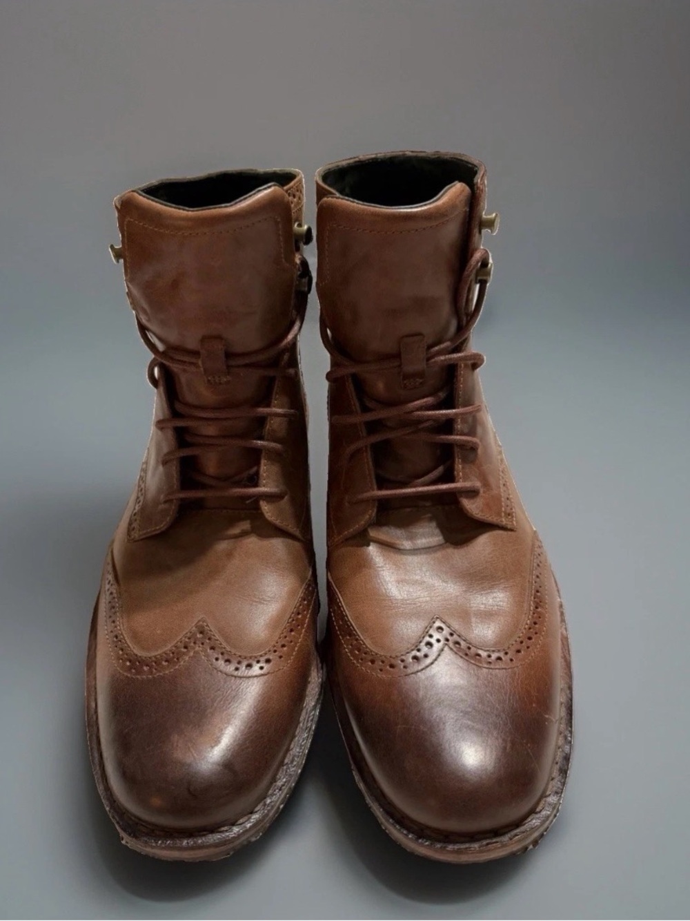 Sebago Brown Leather Wingtip Lace-Up Boots Size 11 Men’s